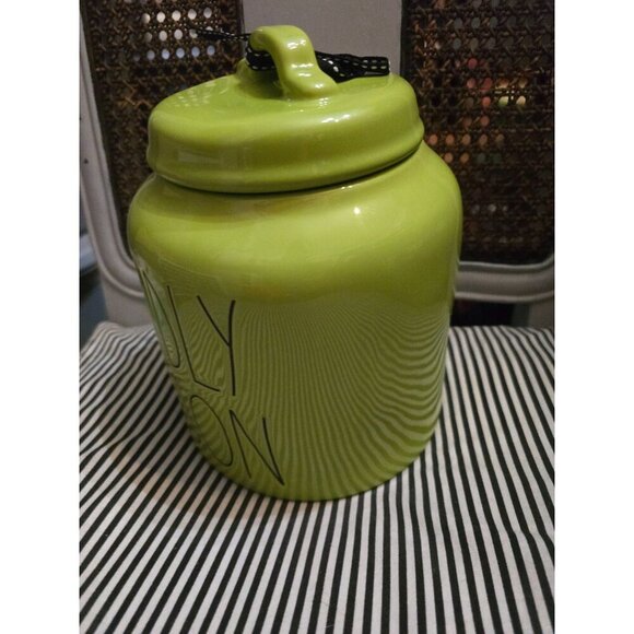 NWT Rae Dunn Deadly Poison Green Chubby Canister Halloween HTF - Picture 2 of 10